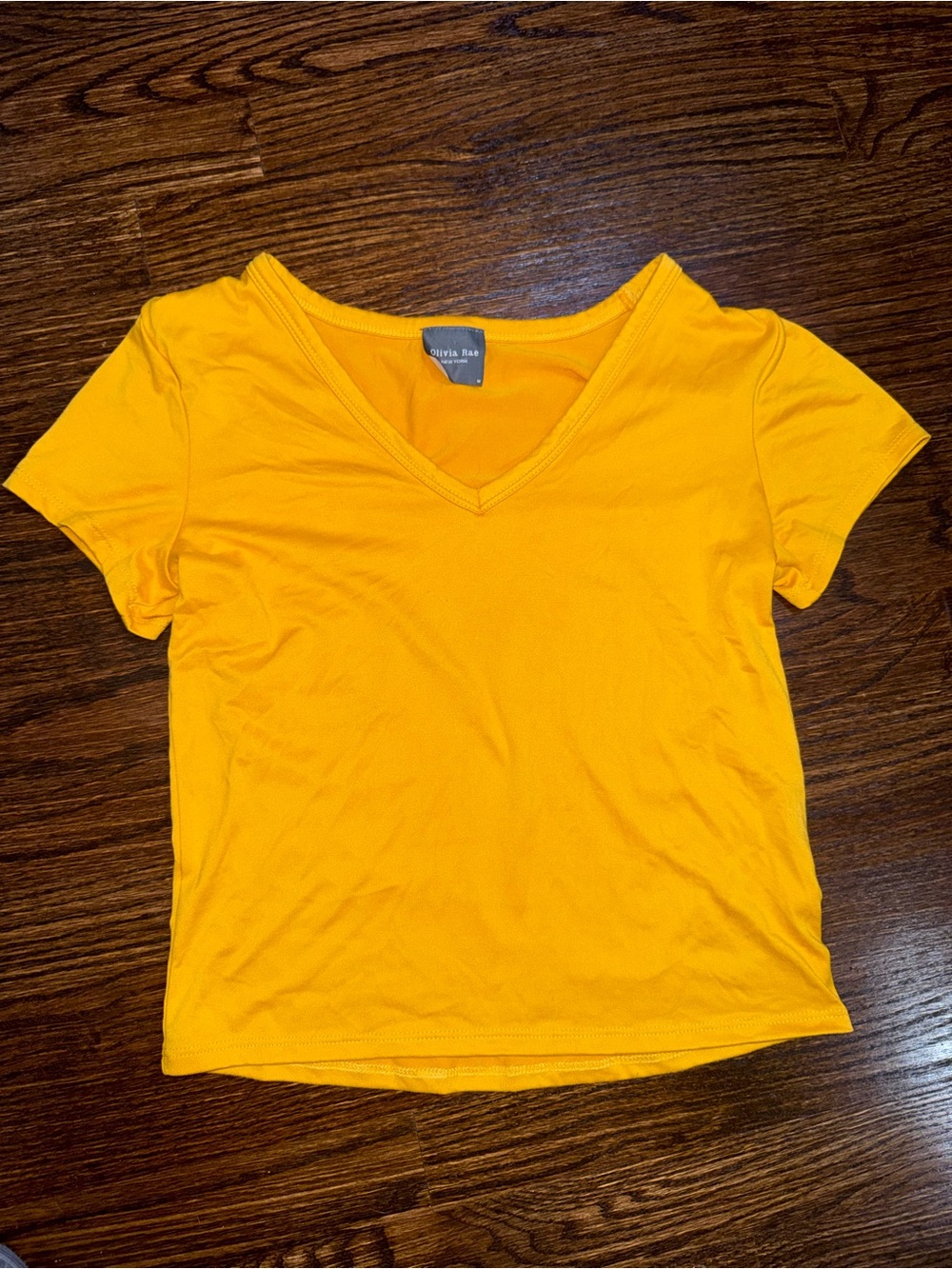 Olivia Rae V-Neck Short Sleeve Tee in Bright Yellow